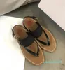 Mode-créateur femmes sandales de plage plate-forme de broderie tongs mocassins chaussures plates d'été dames sandale pantoufle
