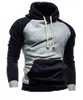 Heren Hoodies Sweatshirts Wholesale- Xqs Mens Fashion Color Block Slim Fit Pullover Hoodie Sweatshirt1