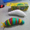 Nova 7,5 polegadas arco-íris 3d slug inquietar brinquedos de brinquedos de brinquedos articulados alívio flexível Anti-ansiedade Brinquedos sensoriais para crianças por atacado adulto 2022