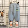 Hipac Boys Toddler Cowboy Jeans Autumn Pants Solid Color Closit Foy Boy Girls Nasual Style Kids Baby Baby Clothing LJ201203