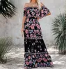 Zomer print vintage lange jurken voor vrouwen sexy off-shoulder ruche mode boho party maxi jurk 2022 dames strand sundress