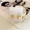 Pearl Charm Earrings 18K Gold Cover Brass Hook Earrings Sweet Gift for Girls and Women Come with cards