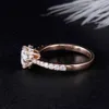 Transgems 14k 585 Rose Gold 1CT 6.5mm F Color Halo Engagement Ring for Women Wedding Present Ladies Elegant Ring Y200620