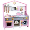 Cucina da gioco per ragazza Simulazione in legno Fornello da cucina Forno a microonde Lavatrice Stoviglie Giocattoli per bambini Regali di compleanno LJ201211