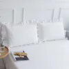 Super vendita federa bianca federa in cotone 100% biancheria da letto per la casa cuscini copertura pizzicata volant design federe stile principessa 201212