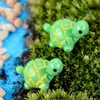 Gullig grön sköldpadda trädgårdsdekorationer Djur Fairy Garden Miniatyrer Mini Moss Terrariums hartshantverk figurer