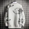 SINGLEROOD ZAKRESOWANY MENSKI SWEATER MĘŻCZYZN Zimowe kot Swatery Pullover Jumper Hip Hop Harajuku Korean White Sweter Men 201126