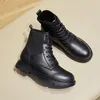 Hot Sale-2020 High-Top Boots Nieuwe Casual Solid Color 3.5cm Ronde Laarzen Martin Laarzen Mode Trend Ontwerp Hoge Kwaliteit All-match Shoes