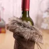 20 stks creatieve wijnhoes met boog plaid linnen fles kleding met pluis creatieve wijn fles cover mode kerst decoratie DHL schip