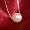 Nimfy Naturalne Słodkowodne Pearl Naszyjnik Srebrny 925 Łańcuch 8-9mm Real Pearl Wedding Wedding Damska Biżuteria [D315] Q0531