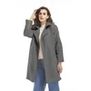 Manteau Long en laine pour femmes, taille large, rembourré en coton, manches en peluche, offre spéciale