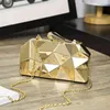 Nxy Handtasche Gold Acryl Box Geometrische Abendtasche Clutch S Elegent Kette Frauen für Party Schulter Hochzeit Dating 0214