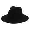 Herrkvinnor Black Red Patchwork Wool Felt Floppy Jazz Fedora Hats Fashion Party Formell Cowboy Hat Wide Brim Panama Trilby Cap1799909