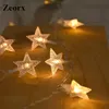 LED Warm White Star String Lights LED Fairy Lights Christmas Wedding Decoratie Batterij Dient Twinkle (niet inbegrepen)