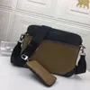 Wysokiej jakości projektant Trio Messenger Torba Eclipse Reverse Canvas Mens Crossbody 3 sztuka Zestaw Moda Skórzany Mężczyzna Torby na ramię z portfelem Portfel