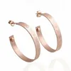 Europe America Style Lady Women Titanium Steel Engraved V Initialer Four Leaf Flower Cshape Hoop Stud Earrings 3 Color5813993