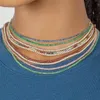 3 цвета 2mm Rainbuw Ожерелье красный блестящий CZ Tennis Choker Choker Micro Pave Gold Silver Color Fancy женщины ювелирные изделия