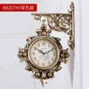 Reloj de pared lateral doble de lujo Diseño nórdico Reloj de pared de salón Reloj colgante Relojes de pared Accesorios de decoración del hogar 50WC H1230