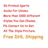 2st = 1Pair Fashion Sports Socks Big Kids Men 3D Tryckt Strumpa nytt mönster Hip Hop Cotton Sock Unisex Sox Animal Cartoon Skull