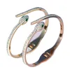 Punk cobra pulseiras para mulheres meninas strass titanium aço manguito pulseira moda jóias