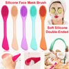 EN STOCK !! Brosse pour masque facial en silicone Brosse nettoyante pour le visage en silicone souple à double tête Masque d'argile de boue Lotion pour le corps et brosses à crème BB CC Outils