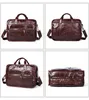 Luufan Soft Genuine Leather Mens Business Briefcase 15" PC Handbag Male Real Leather Retro Briefcase Bag Crossbody Bag Men1
