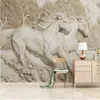 Custom Any Size Mural Wallpaper 3D Embossed White Horse Living Room Bedroom Sofa TV Home Decoration Background