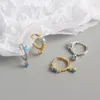 100% 925 argent Sterling petit cercle boucles d'oreilles pour femmes nouvelle mode bleu Turquoise breloques boucle d'oreille bijoux de mariage cadeaux ML