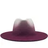 Women Men Woolen Vintage Trilby Felt Fedora Hat With Wide Brim Gentleman Elegant Gradient Color For Lady Winter Autumn Jazz Caps