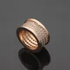 B Three Ring Spring Pattern Full Diamond Diamond inlaid Ring 18K Rose Gold Band Band Diamond Wedding Ring70580955996210