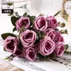 Silk Flower Simulation Rose Lovely Walentynki Prezent Symulacja Seattle Rose Wedding Holding Flowers 6 sztuk w wiązce