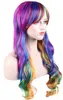 Parrucca lunga riccia arcobaleno parrucca multicolore per costume da donna cosplay