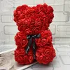 Heißer Verkauf 25 cm Seifenschaum Bär aus Rosen Teddi Bär Rose Blume Künstliche Neujahrsgeschenke für Frauen Valentinstag Geschenk Weihnachten
