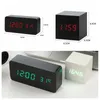 LED Trä väckarklocka Titta bord Voice Control Digital Wood Despertador Elektronisk skrivbord USB / AAA Powered Clocks Table Decor LJ201204