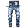 Pontalon Homme Jean Homme New Blue ممزق Tejanos Hombre Slim Pantalon Hombre Straight Pantalones vaqueros جينز غير رسمي للرجل