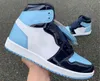Newest Popular 1 Obsidian Blue Chill White Man Designer Basketball Shoes Discount I UNC Patent Leather Ladies Fashion Trainers Come With