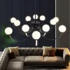 Branche postmoderne verre bulle lumière LED lustre nordique luxe intérieur salon chambre or/noir luminaire suspendu