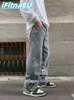 Jeans med tryckta kvinnor 2022 Trend Pants Hip Hop Jean Baggy Y2K Man Men denim ￶verdimensionerad l￥g stigning trendyol broderade m￤ns 0309