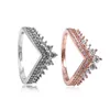 Clear CZ Diamond Princess Wish Ring Set Caja original para Pandora 925 Sterling Silver CZ Anillos Mujeres Niñas Wedding Crown Rings