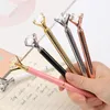 16st Big Diamond Crystal Pen Gem Ballpoint Pen Ring Bröllop Office Metal Ring Roller Ball Black Rose Gold Silver Pink