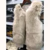 DEAT Vintermönster Wild Faux päls sömmar Slim Warm Vest Female Sleeveless Round Collar Leisure Style At163 201029