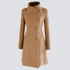 Bayan Kış Yaka Yün Ceket Siper Ceket Uzun Kollu Palto Dış Giyim Kış Coat Kadınlar LJ201106