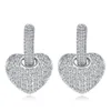 Hoop Huggie Cwwzircons Micro Pave Cubic Zirconia Högkvalitativ härlig söt rosguldfärg Small CZ Heart Earrings for Women CZ0381