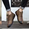 ximisen 정품 가죽 남자 캐주얼 신발 영국 스타일 부츠 편안한 패션 걷기 신발 큰 크기 38-47safety