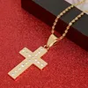 Glossy Zirconia Cross Necklace Religion Symbol Israel Pendant Jewish Jewelry