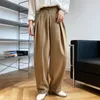 Kvinna tjockare Loose Casual Suit Byxa Autumn Winter Fashion Korean Women High midja raka pannor Chokladfärgbyxor 200930