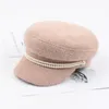 USPOP Nieuwe Winter Caps Dames NewsBoy Caps Vrouwelijke Parel Mink Haar Militaire Caps Vintage Platte Top Dikke Warme Hoeden 201013
