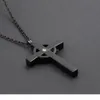 CMJ9848 Black Stainless Steel Slim Cross Cremation Urn Jewelry necklace Mens Keepsake memorial pendants for ashes6516152