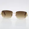 Rimless Fashion men Woman sunglasses driving With C Decoration Goggle Elongated and Slim gold frame glasses Size 57-20-140mm