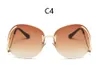 Sunglasses Clear Lens Rimless Gradient Shades Big Frame Women Fashion Designer Chic Eyewear UV4008603709